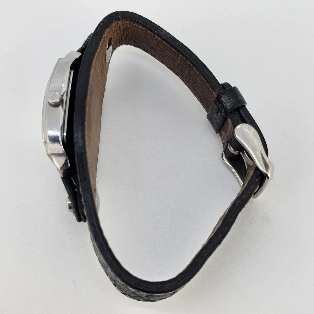 Relic Women's Watch 26mm Gray Dial Black Leather‎ Cuff Band New Battery